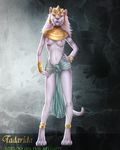  adeloo anthro breasts clothing feline female fur hair lion loincloth looking_at_viewer mammal nipples solo standing 