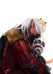  1boy 1girl animal_ears blue_eyes doraeshi elvaan fantasy final final_fantasy_xi long_hair mithra pointy_ears short_hair simple_background tail white_background white_hair 