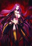  1girl breastplate breasts cleavage fate/grand_order fate_(series) gorgon gorgon_(fate) large_breasts long_hair navel purple_eyes purple_hair revealing_clothes rider scales very_long_hair 