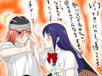  bad_id bad_pixiv_id bandages hyuuga_hinata kazari_tayu lavender_eyes long_hair multiple_girls naruto naruto_(series) one_eye_closed purple_hair red_hair school_uniform sweatdrop tayuya translated 