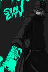  banned_artist captain_(hellsing) green_eyes gun hat hellsing hill_(artist) male_focus monochrome sin_city solo spot_color weapon 