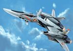  cloud day deshi_ningen_dai_1-gou flying macross macross_flashback_2012 mecha no_humans sky u.n._spacy variable_fighter vf-4 