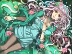  amano_(tsubakicome) dress flower green_eyes long_hair macross macross_frontier pantyhose petals sheryl_nome solo white_hair 