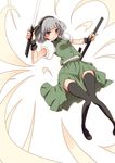  konpaku_youmu short_hair silver_hair solo sora_to_umi sword thighhighs touhou weapon 