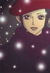  dark hat light_particles lips nana_(series) osaki_nana portrait scarf short_hair snow solo 
