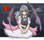  bad_id bad_pixiv_id izayoi_sakuya moon multiple_girls red_moon remilia_scarlet sketch smile tamaki_hakobe touhou wings 