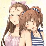  brown_hair casual closed_eyes face idolmaster idolmaster_(classic) k.y_ko long_hair minase_iori multiple_girls saliva sleeping takatsuki_yayoi 