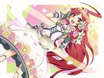  ahoge android bad_id bad_pixiv_id dress flower headphones kiyoi long_hair petals red_eyes red_hair robot_joints rose sf-a2_miki smile solo vocaloid wrist_cuffs 