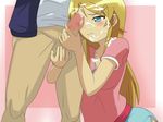  blonde_hair blue_eyes censored cum handjob kirino_kosaka kneeling kousaka_kirino kyosuke_kosaka my_little_sister_cant_be_this_cute ore_no_imouto_ga_konna_ni_kawaii_wake_ga_nai penis 