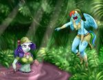  2017 anthro anthrofied blue_feathers blue_skin clothed clothing duo equine eyes_closed feathered_wings feathers female footwear friendship_is_magic hair horn laugh mammal mud multicolored_hair my_little_pony navel open_mouth outside pegasus pia-sama purple_hair rainbow_dash_(mlp) rainbow_hair rarity_(mlp) unicorn white_skin wings 