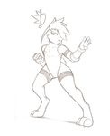  ! 0r0 anthro armpits clothed clothing denzeltip lagomorph male mammal monochrome rabbit solo standing thick_thighs thigh_gap 