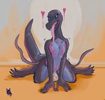  &lt;3 2017 animal_genitalia anthro cloaca digital_media_(artwork) drooling egg female grinding kneeling lizard newd nintendo nude oviposition pok&eacute;mon pussy reptile salazzle saliva scalie simple_background smile smooth_chest solo tongue tongue_out video_games 