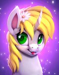  animated blink blonde_hair equine eyelashes fan_character fur green_eyes hair horn mammal my_little_pony no_sound rodrigues404 tongue unicorn white_fur 