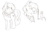  ambiguous_gender bandanna cutie_mark denzeltip earth_pony equine feral horse mammal microphone monochrome my_little_pony pony smile solo 