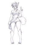  anthro autumm_airwave canine female looking_at_viewer mammal monochrome smile solo standing wide_hipspanties 