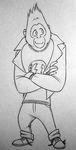  anthro ape black_and_white clothing crossed_arms gorilla ilonacho jacket johnny_(sing) male mammal monochrome primate sing_(movie) smile solo traditional_media_(artwork) 