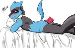  anal anal_penetration anthro bed bed_sheet bedding blush canine cub erection fur male male/male mammal nintendo penetration penis pok&eacute;mon riolu ryutzke_douga_(artist) simple_background video_games young 