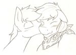  ambiguous_gender bandanna blush denzeltip duo earth_pony equine eyes_closed feral horse kissing mammal monochrome my_little_pony pony smile 