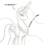  denzeltip equine female feral friendship_is_magic horn looking_at_viewer mammal monochrome my_little_pony princess_celestia_(mlp) riding_crop smile solo standing whip winged_unicorn wings 