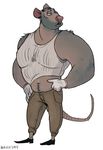  belly clothed clothing disney great_mouse_detective looking_at_viewer mammal muscular nastyspook_(artist) rat ratigan_(disney) rodent shirt_raised 