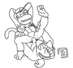  ahegao anal anthro anthro_on_feral bare_shoulders barefoot bestiality bowserboy101 canine clothing crossover diddy_kong donkey_kong_(series) duo feral fox fox_mccloud fucked_silly fur half-closed_eyes hat looking_pleasured male male/male mammal monkey monochrome naughty_face nintendo nude orgasm penis primate sex simple_background size_difference star_fox super_smash_bros toes video_games white_background 