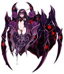  :d arachne atlach_nacha_(monster_girl_encyclopedia) bangs bare_shoulders blunt_bangs blush extra_eyes extra_legs flat_chest full_body highres insect_girl kenkou_cross long_hair looking_at_viewer monster_girl monster_girl_encyclopedia multiple_legs navel no_nipples no_panties official_art open_mouth petite purple_hair red_eyes simple_background smile solo spider_girl spider_legs suggestive_fluid tentacles thighhighs very_long_hair white_background 