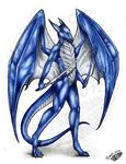  2012 5_fingers anthro digitigrade dragon featureless_crotch holding_object holding_weapon male melee_weapon natoli nude simple_background solo sword traditional_media_(artwork) watermark weapon white_background 