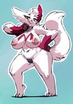  anthro anthrofied barefoot big_breasts bittenhard breasts clothed clothing female looking_at_viewer nintendo nipples pink_nipples pok&eacute;mon solo thong topless underwear video_games voluptuous wide_hips zan zangoose 