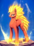  animated blonde_hair cutie_mark dragon_ball dragon_ball_z equine fan_character fur green_eyes hair male mammal my_little_pony no_sound nude orange_fur poli_star_(vontaz02) rodrigues404 smile solo standing 