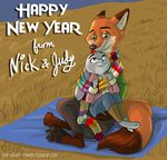  2017 anthro canine disney female fox fur holidays judy_hopps lagomorph male mammal new_year nick_wilde rabbit red-velvet-panda zootopia 
