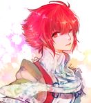  1girl fire_emblem fire_emblem_if hinoka_(fire_emblem_if) looking_at_viewer lumicakes red_eyes red_hair short_hair signature simple_background solo solo_focus twitter_username 