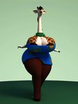  3d_(artwork) aerola animated anthro anthroanim big_breasts bouncing_breasts breasts clothed clothing digital_media_(artowrk) digital_media_(artwork) female fur giraffe huge_breasts hyper hyper_breasts kenja_giraffe mammal simple_background solo walking wide_hips 