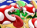  3_toes ambiguous_gender barefoot cloud dracion flora_fauna foot_fetish group hi_res licking mario_bros nintendo piranha_plant plant restrained saliva scalie soles teeth toes tongue tongue_out video_games yoshi 