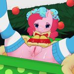  2017 blue_eyes christmas clothed clothing cum cum_on_face earth_pony equine female feral friendship_is_magic hair hi_res holidays horse legwear looking_at_viewer mammal my_little_pony pink_hair pinkcappachino pinkie_pie_(mlp) pony presenting presenting_pussy pussy smile solo spread_legs spreading striped_legwear stripes 