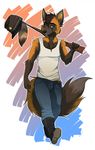  anthro canine clothed clothing compass_(artist) gun hat looking_at_viewer male mammal musket ranged_weapon solo standing weapon 