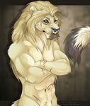  anthro compass_(artist) crossed_arms feline lion looking_at_viewer male mammal muscular nude scar solo standing 