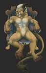  anthro chair charr compass_(artist) featureless_crotch feline guild_wars horn looking_at_viewer male mammal muscular nude sitting solo video_games 