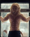  anthro clothed clothing compass_(artist) feline fur hair lion looking_at_viewer male mammal mane muscular scar solo 