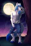  anthro bulge clothed clothing compass_(artist) equine fangs horse looking_at_viewer male mammal night_sky outside solo standing teeth 