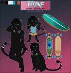  anthro compass_(artist) feline female feral looking_at_viewer mammal model_sheet skateboard smile solo surfboard 
