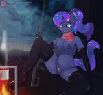  anthro anthrofied areola breasts clitoris clothed clothing elbow_gloves equine female fire friendship_is_magic gloves gun hair hi_res horn mammal my_little_pony nipples patreon princess_luna_(mlp) pussy raining ranged_weapon scarf sitting solo spread_legs spreading thigh_boots unicorn water weapon xorza 