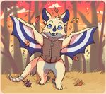 anthro bat chibi clothed clothing compass_(artist) hybrid male mammal open_mouth outside smile solo standing 
