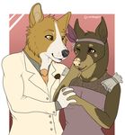  anthro canine clothed clothing compass_(artist) female hand_holding male male/female mammal smile standing 