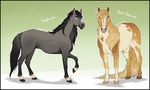  ambiguous_gender compass_(artist) duo english_text equine feral fur hair horse mammal standing text tongue tongue_out 