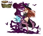  bare_shoulders breasts brown_eyes brown_hair cleavage detached_sleeves dragon&#039;s_crown dress hat large_breasts long_hair sorceress_(dragon&#039;s_crown) strapless strapless_dress tagme witch_hat 