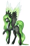  alpha_channel alphaaquilae black_feathers cutie_mark equine fan_character feathers female feral green_eyes green_feathers green_hair hair hooves long_hair mammal multicolored_feathers my_little_pony nude pegasus simple_background smile solo spread_wings standing transparent_background wings 