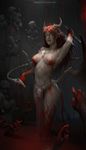  blood clothing demon dripping female hell horn human loincloth mammal wayne_wu weapon 