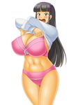  1girl breasts huge_breasts kawanuma_uotsuri lingerie long_hair open_mouth 
