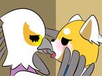 aggressive_retsuko aggretsuko avian bird female female/female french_kissing kissing mammal mutee red_panda retsuko sanrio secretary_bird washimi 