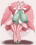  2017 anthro anthrofied areola arthropod big_breasts black_eyes breasts female flora_fauna green_nipples green_pussy hi_res huge_breasts insect looking_at_viewer looking_away lurantis megustalikey nintendo nipples nude pink_body plant pok&eacute;mon pok&eacute;morph pussy red_sclera solo video_games white_body wide_hips 